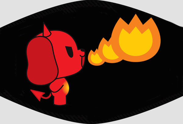 Red Devil Dog Fire Face Mask