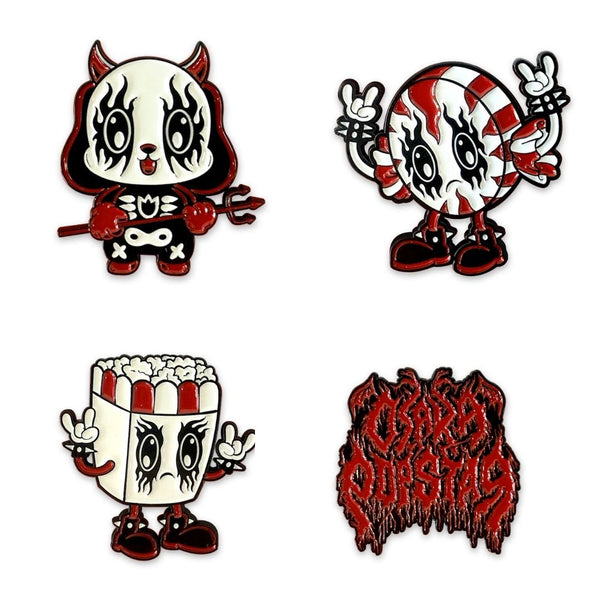 Kawaii Black Metal Set of 4 Enamel Pins