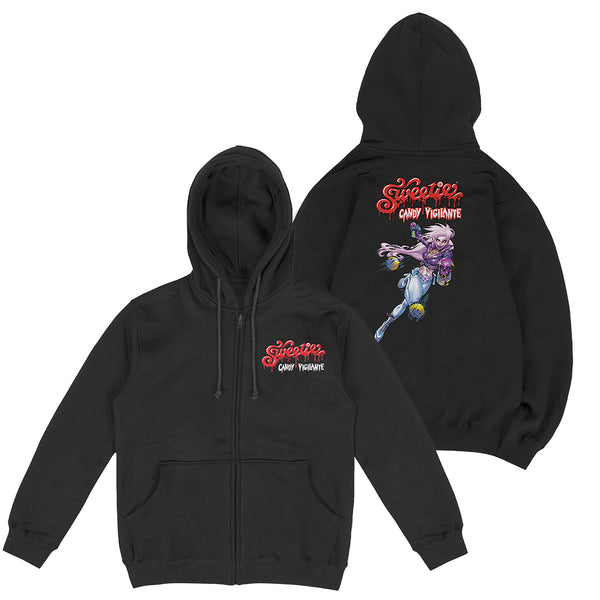 SWEETIE: “JAWBREAKER” BLACK ZIP HOODIE