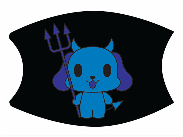 Blue Devil Dog with Pitch Fork Face Mask